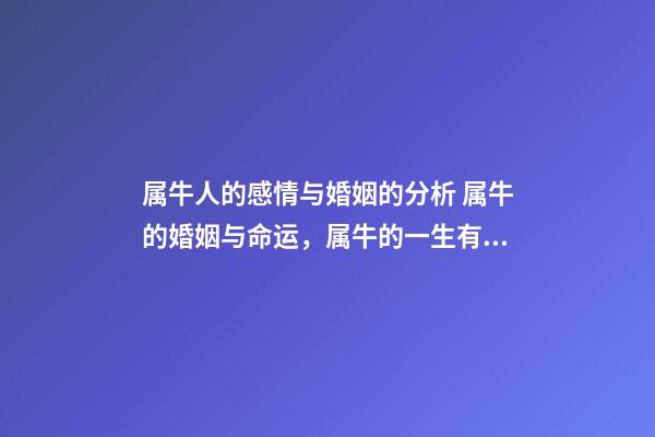 属牛人的感情与婚姻的分析 属牛的婚姻与命运，属牛的一生有几次婚姻-第1张-观点-玄机派